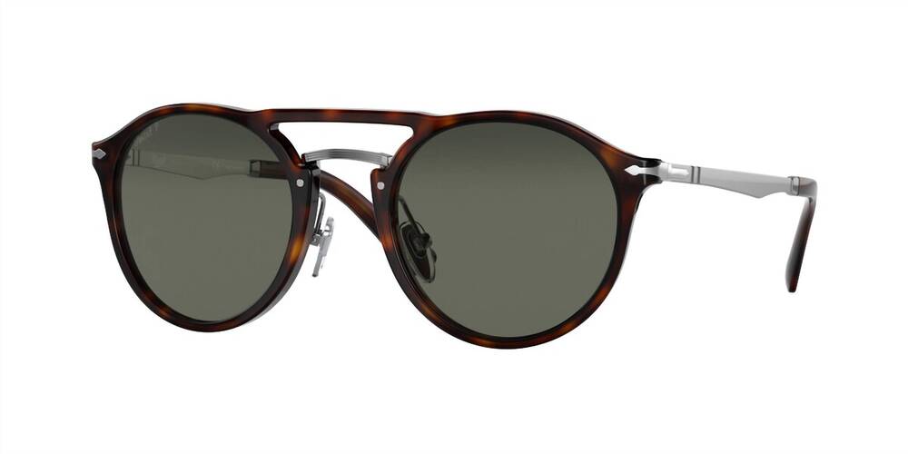 NEW PERSOL men's 0po3264s 24/58 50mm round polarized sunglasses in havanna/gunme